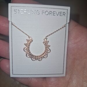 STERLING FOREVER 14K ROSE GOLD OVER STERLING SILVER EMBELLISHED ARCH NECKLACE